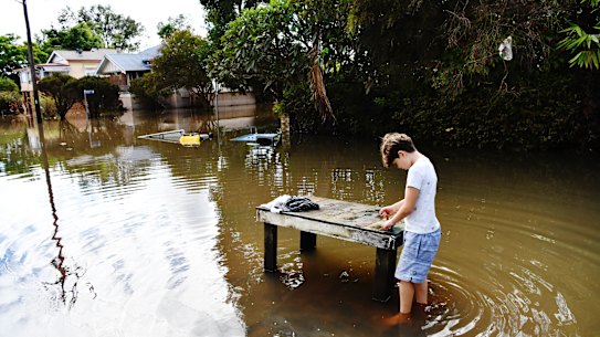 A street under floodwater on March  2 in Lismore.