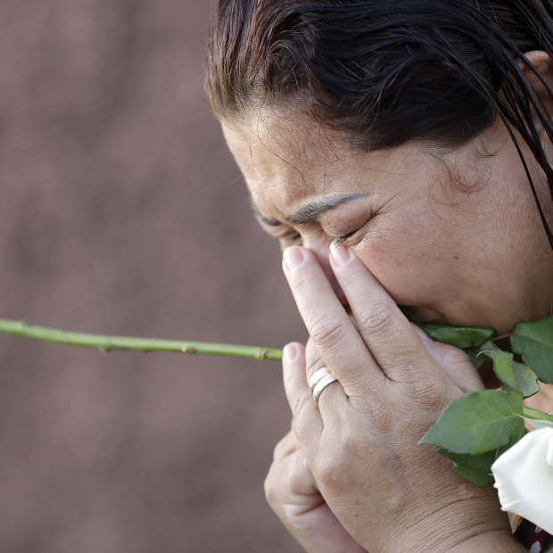 A woman cries during a Mass for the victims of Brumadinho last month.