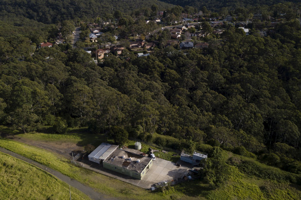 An aerial view of the Westleigh training facility of the NSW Rural Fire Service.