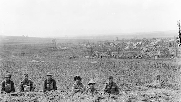 The village of Hamel and the country in the direction of Corbie, seen from the trenches held by the Germans until the battle of Le Hamel on 4 July 1918. 