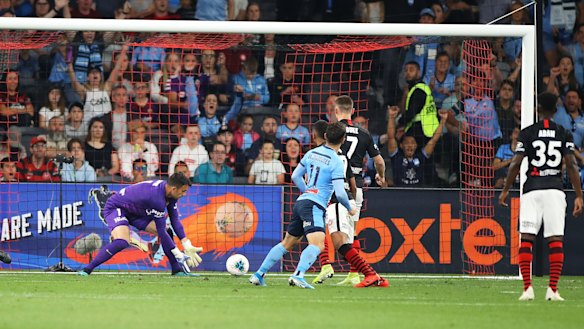 Wanderers goalkeeper Daniel Lopar was in excellent form but also rode his luck when a Kosta Barbarouses hit the post and rolled across the goal line.