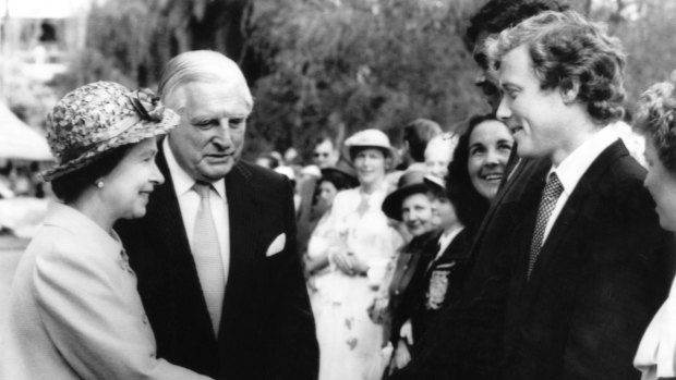 Kim Hughes meets WA Premier Sir Charles Court and the Queen in 1981