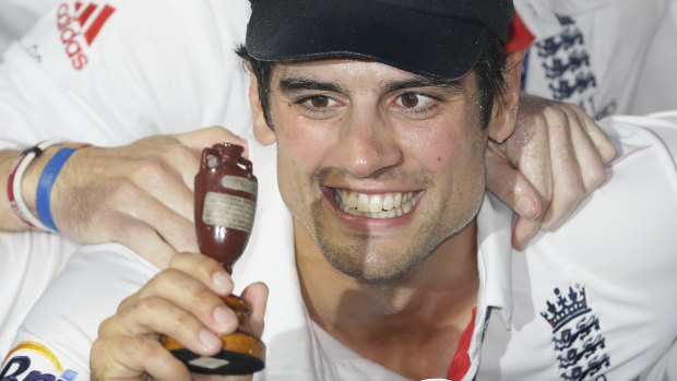 Urned it: Alastair Cook after winning the 2013 Ashes.