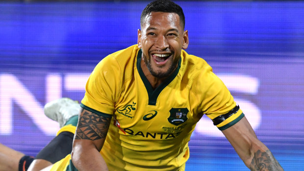 Staying out wide: Israel Folau.