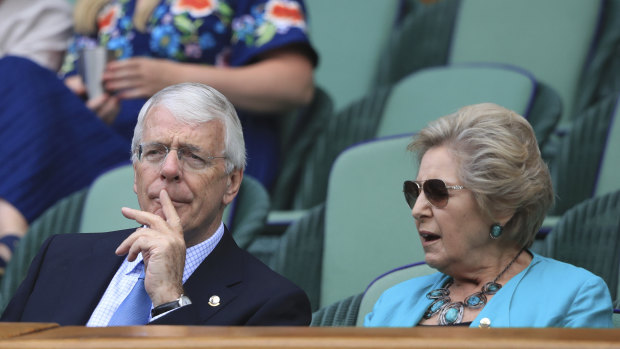 Former British prime minister John Major and his wife Norma at Wimbledon in July.