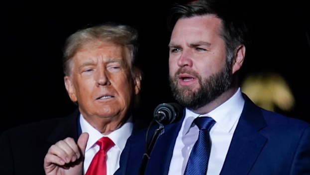 J. D. Vance and former US president Donald Trump at a campaign rally in November 2022 in Ohio.