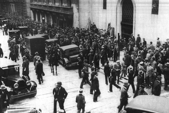 Panic in Wall Street, New York, 1929.