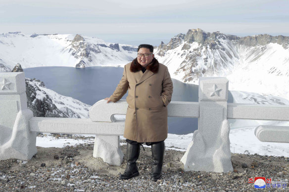 North Korea's state news agency recently released photographs of leader Kim Jong-un on snow covered mountains.