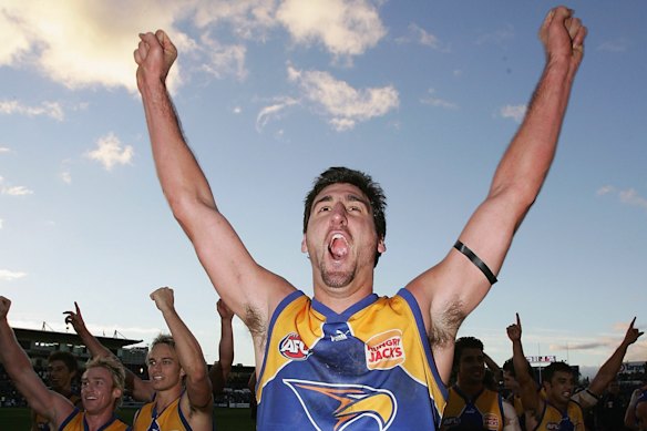 Dean Cox after a 2006 match for the Eagles – a year that the team won the premiership and a far cry from where they are now. 