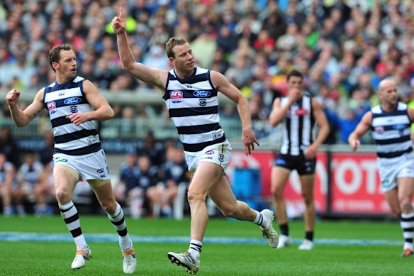 Geelong’s Steve Johnson in the 2011 grand final.