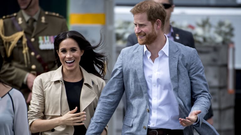 The happy couple in Melbourne yesterday.