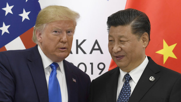 US President Donald Trump with Chinese President Xi Jinping during the G-20 summit in Osaka last year.