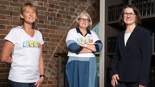 Phillipa Maher, Melinda Gambley and IEUA NSW/ACT Branch Secretary Carol Matthews.