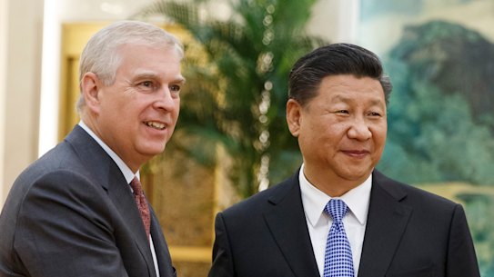 Chinese President Xi Jinping welcomes Prince Andrew in Beijing in 2018.