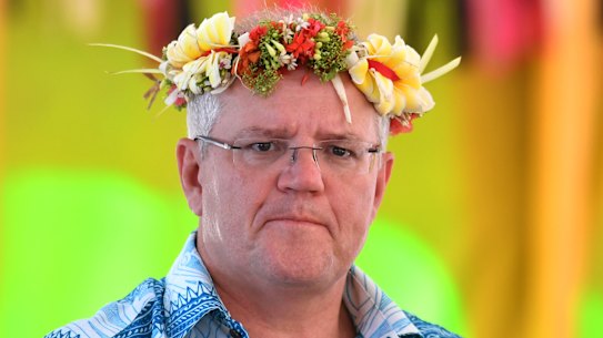 Scott Morrison arrives in Tuvalu.