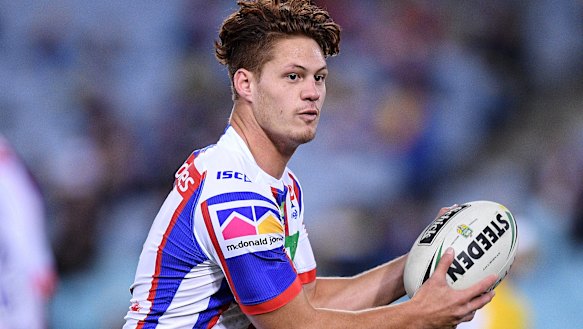 Ball player: Ponga will run Newcastle's attack with Mitch Pearce this year.
