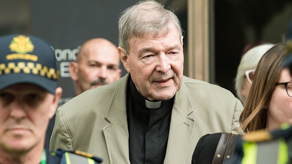 Cardinal George Pell leaving the County Court in Melbourne.