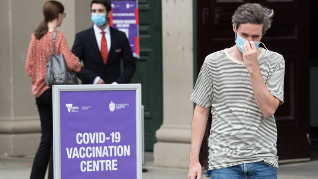 Under 50’s trying to go in for their vaccination were being turned away at the Carlton Exhibition center. Seen here Michael Bramhill.