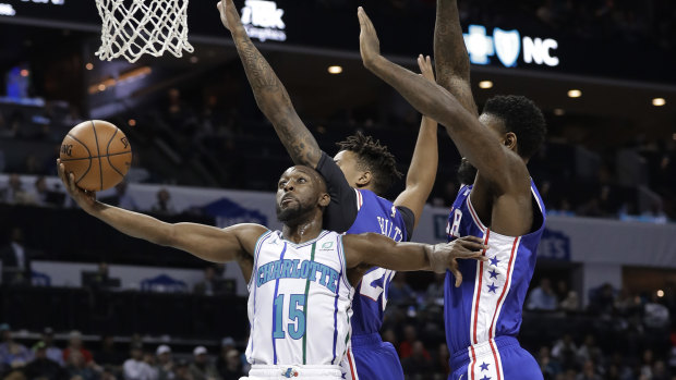 Going the distance: Kemba Walker drives to the basket for the Charlotte Hornets.