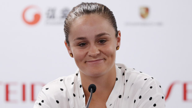 Sign of contentment: Ashleigh Barty in China.