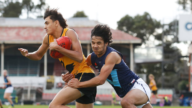 Alwyn Davey jnr (right) has nominated Essendon as his club of choice under the father-son ruling.