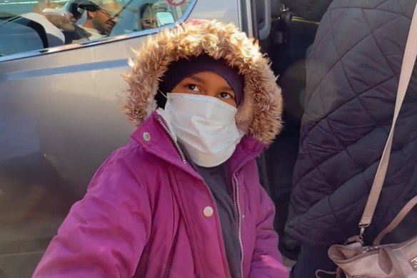 One of the children whose extraction from the al-Roj camp last Monday was stopped.