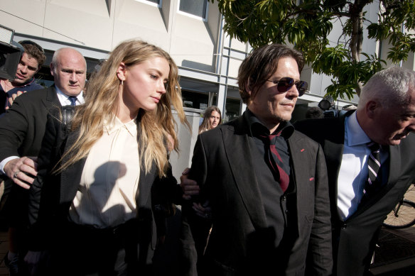 Johnny Depp and Amber Heard at Southport Magistrates Court, Gold Coast, in 2016 over a charge of falsifying an immigration document.