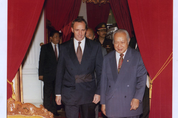 Former Indonesian dictator Suharto, seen here with then-Australian PM Paul Keating in 1994, was a believer in the supernatural.