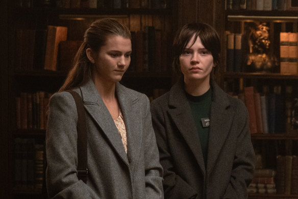 Sophie Thatcher (right) with Chloe East in Heretic.