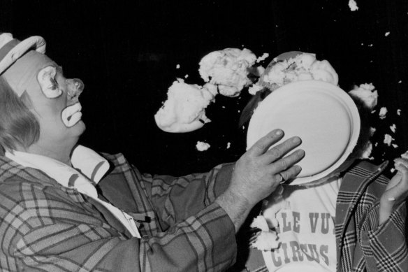 Cake at its most annoying: the only dessert that can be used as a weapon.