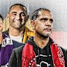 Indigenous AFL greats Michael Walters, Shaun Burgoyne and Michael O’Loughlin.
