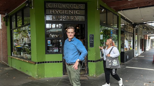 Simon Peterson outside the cafe he owned for 16 years.