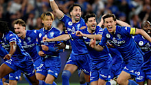South Melbourne celebrate the Australian Cup win.