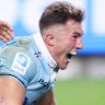 Jack Bowen scores during the Waratahs’ last game in the 2024 season.