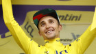Jai Hindley in the famous yellow jersey.
