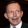 Prime Minister Scott Morrison and former prime minister Tony Abbott arrive at the tribute dinner Thursday night.