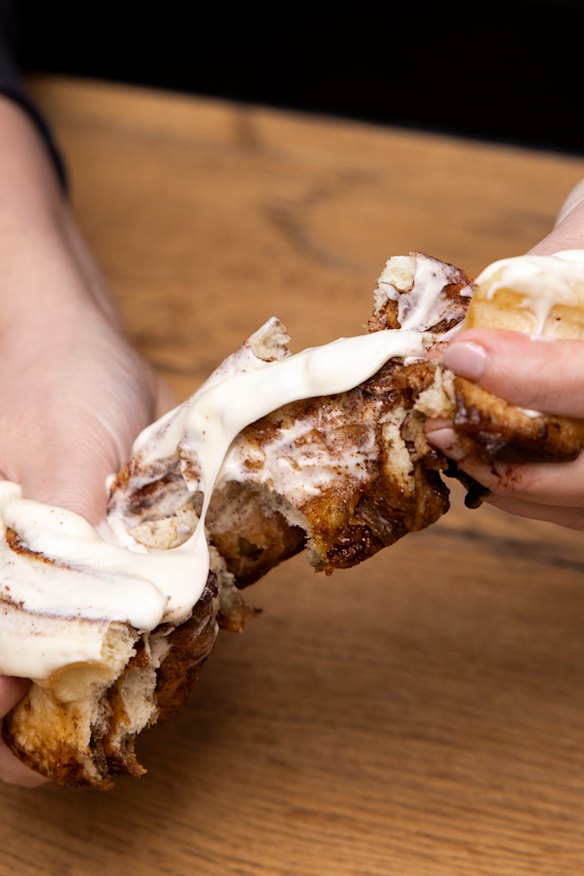 Sebby’s scrolls are generously slathered with icing.