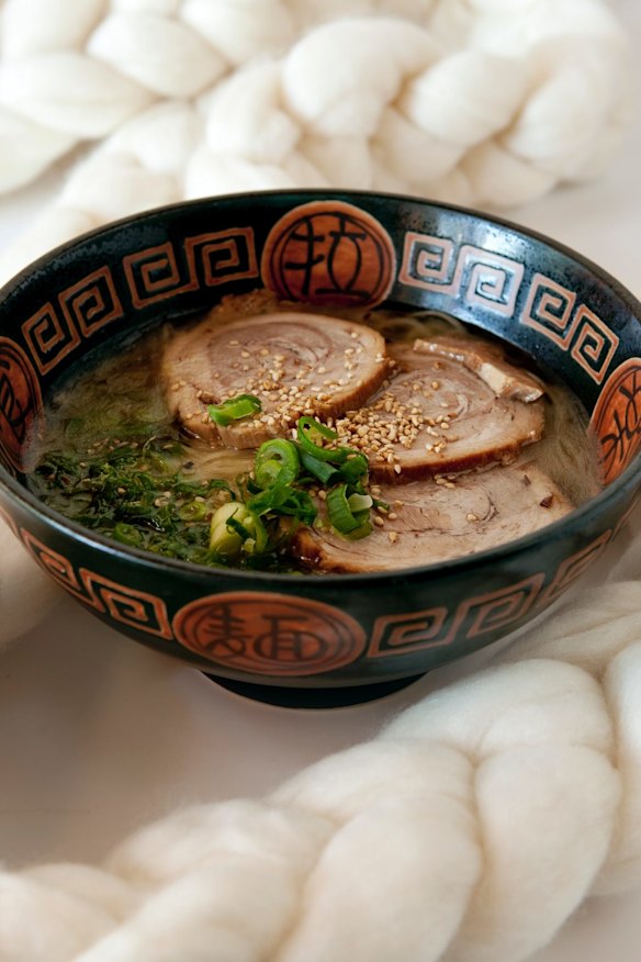 Tonkotsu ramen soup.