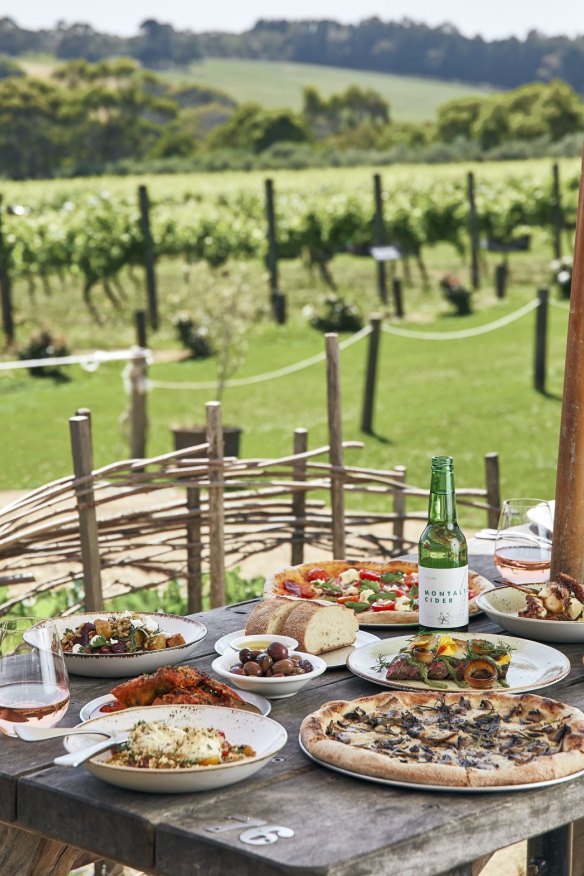 Pizzas at the vineyard.