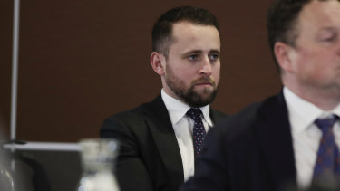 Nico Louw during Prime Minister Scott Morrison's address to the National Press Club of Australia, in Canberra in May.