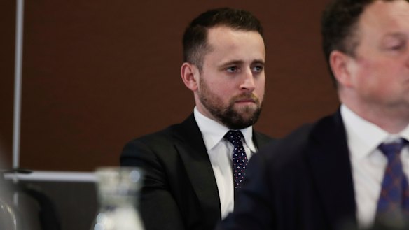 Nico Louw during Prime Minister Scott Morrison's address to the National Press Club of Australia, in Canberra in May.