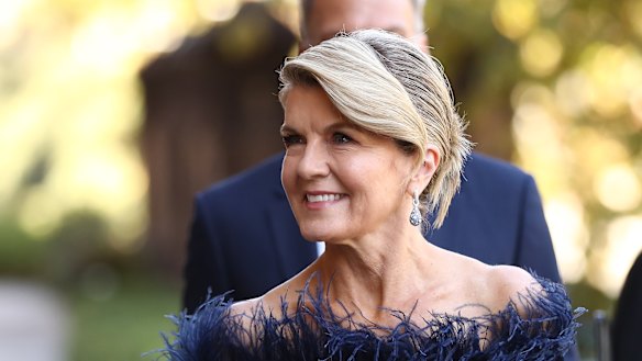 Former foreign minister Julie Bishop attends the state funeral for Carla Zampatti.