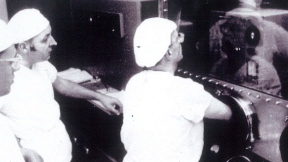 Ross Taylor at the Lunar Receiving Laboratory, 1969.