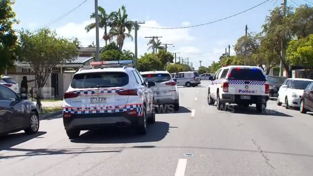 The scene in Sunshine Parade in the Gold Coast suburb of Miami on Thursday afternoon.