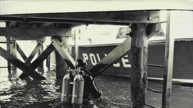 Police divers in 1972.