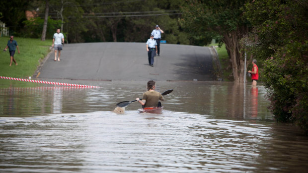 Flooding in the Brisbane suburb of Fairfield.