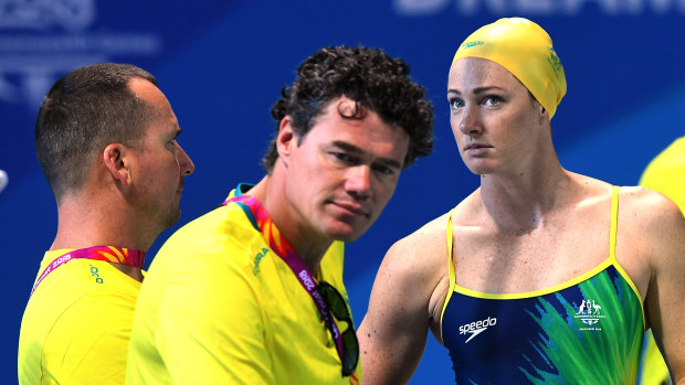 Formidable: Australian head coach Jacco Verhaeren with Cate Campbell. The pair will be pleased with both individual and team efforts in the pool in Tokyo.