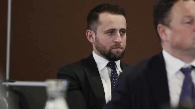 Nico Louw during Prime Minister Scott Morrison's address to the National Press Club of Australia, in Canberra in May.