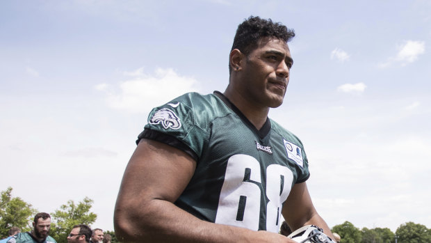 Rapid rise: Jordan Mailata won a contract with the Philadelphia Eagles earlier this year.