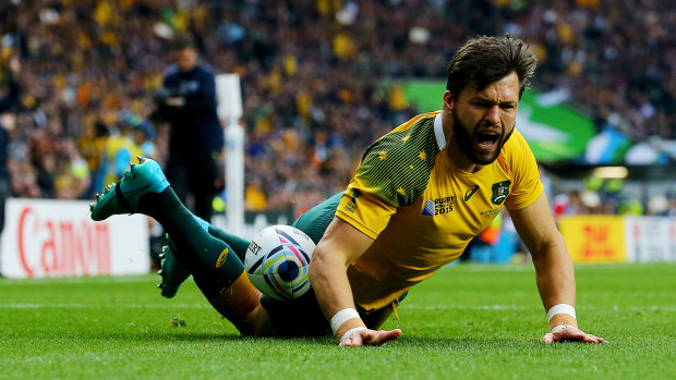 Back in business: Adam Ashley-Cooper in scoring form during the 2015 World Cup.